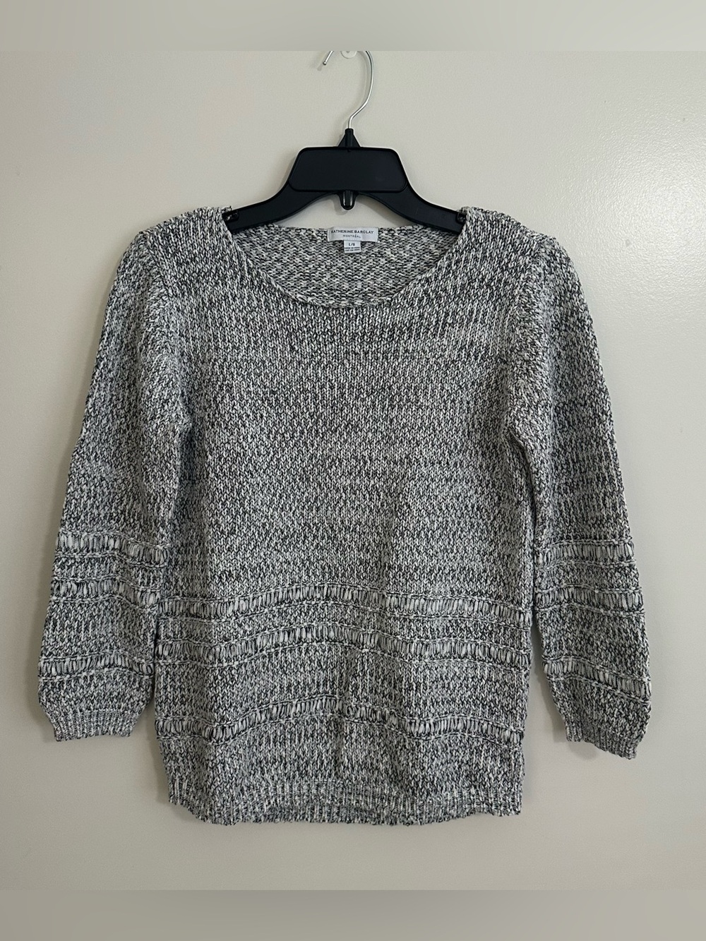 Katherine Barclay Black & White Marled Scoop Neck Sweater